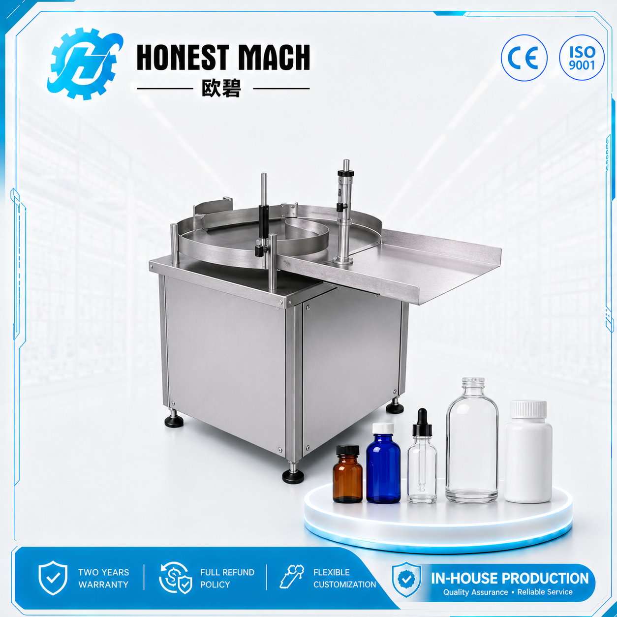automatic-bottle-turntable Automatic Bottle Turntable for Filling and Packaging Lines