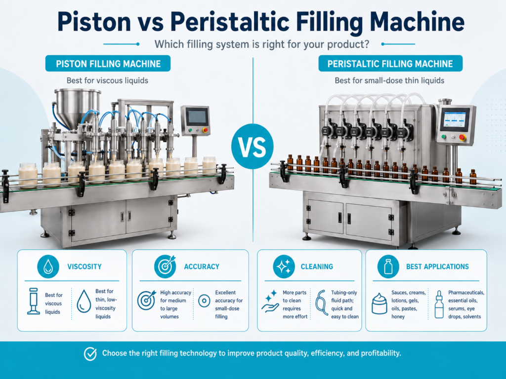 Piston Filling Machine vs Peristaltic Filling Machine: Which One Should You Choose?