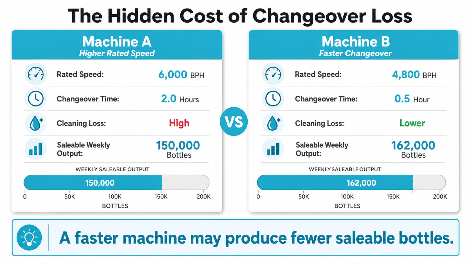 Filling Machine Changeover Cost Comparison
