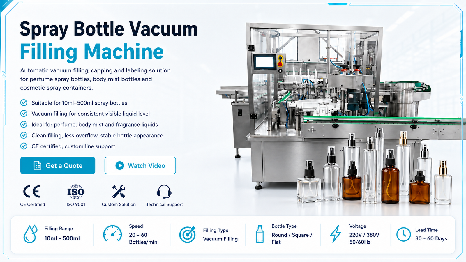 Automatic Spray Bottle Vacuum Filling Machine for Perfume