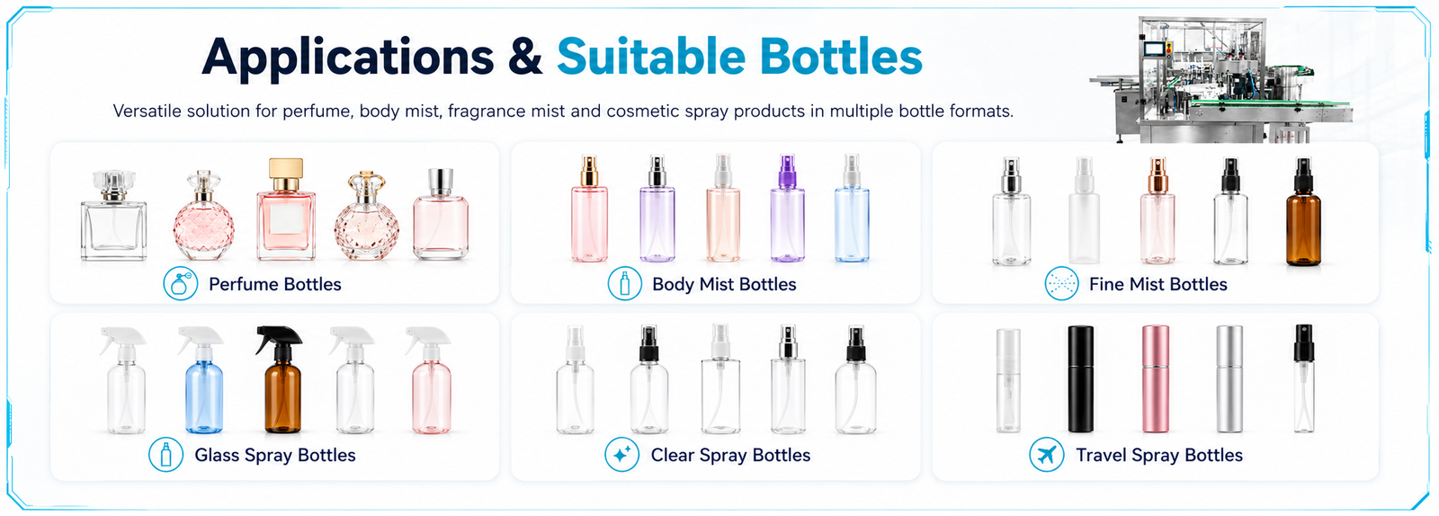 Spray Bottle Vacuum Filling Machine Applications and Suitable Bottles