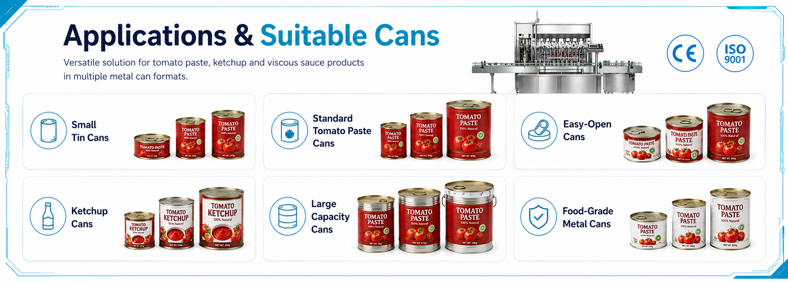 Applications and Suitable Cans for Tin Can Tomato Paste Filling Machine