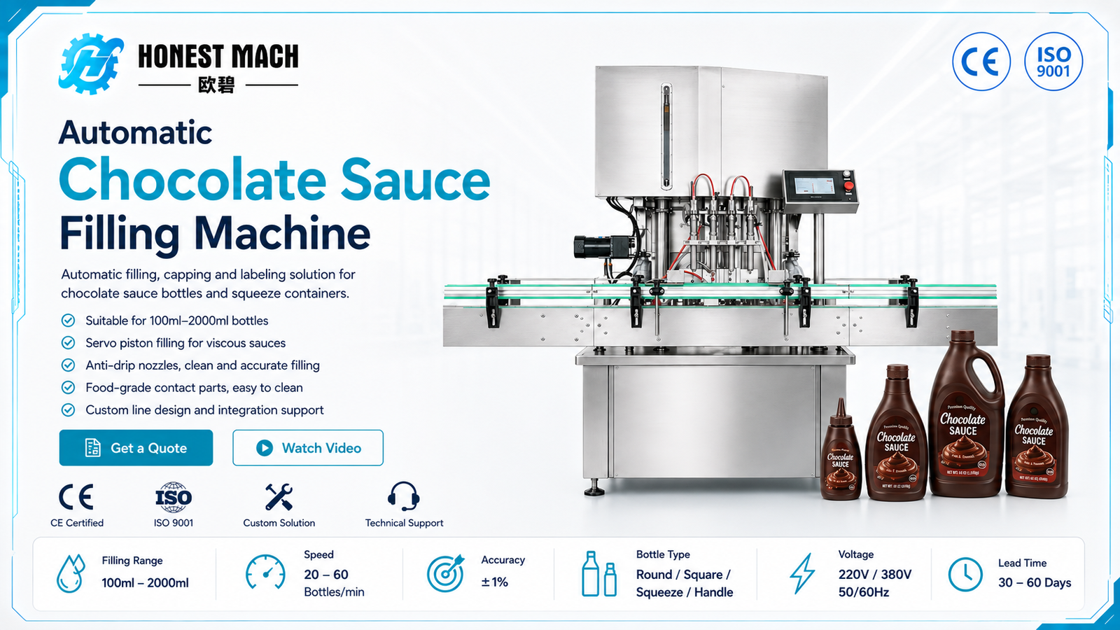 Automatic Chocolate Sauce Filling Machine