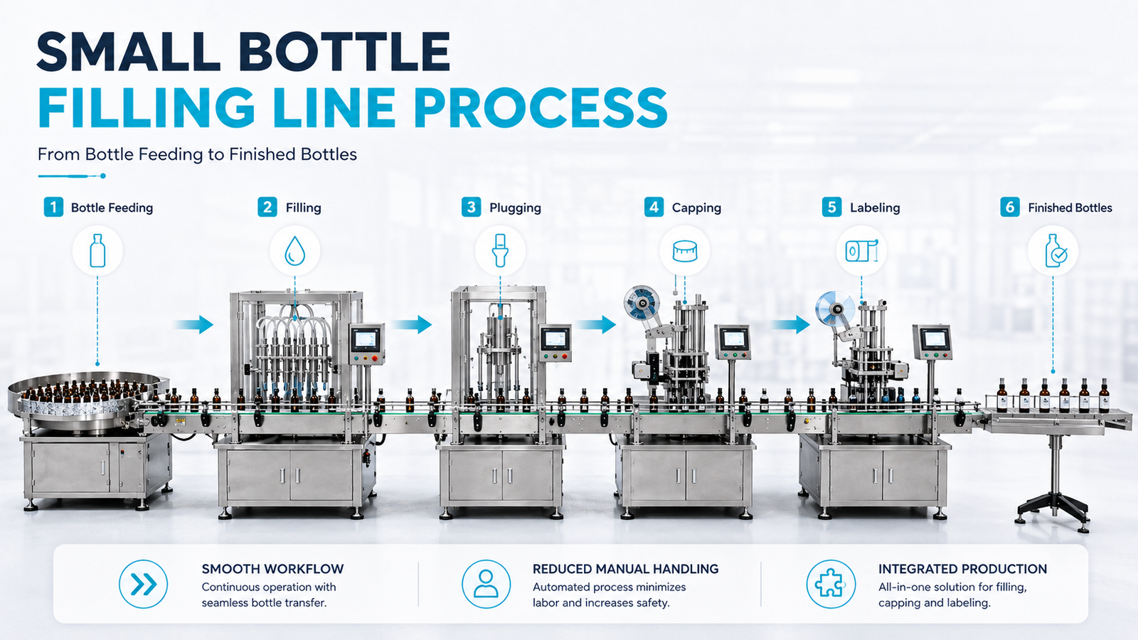 small bottle filling line process