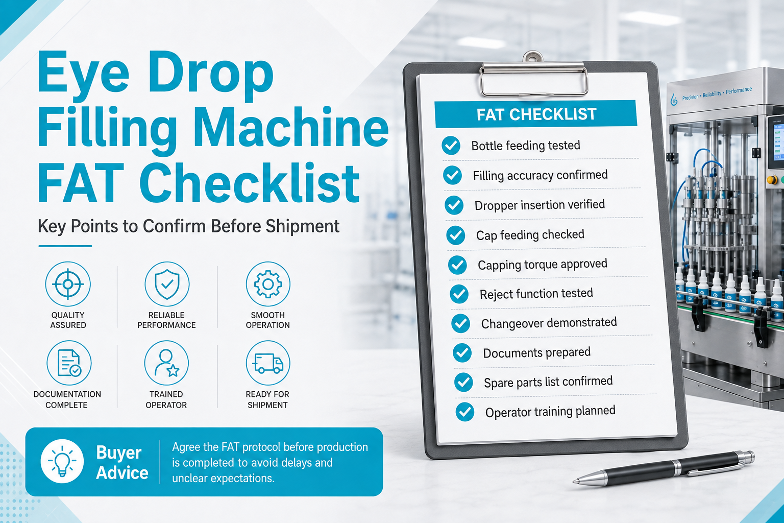 Eye Drop Filling Machine FAT Checklist